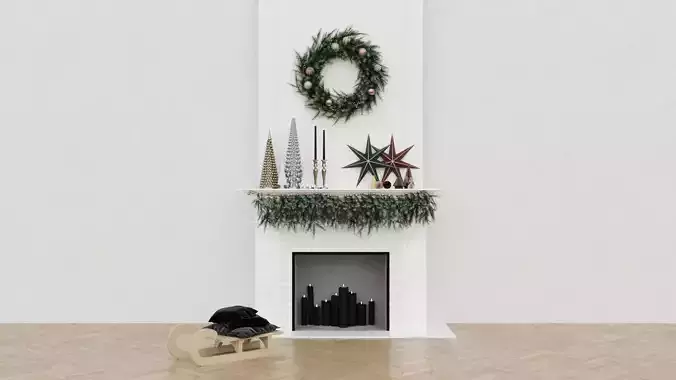 Christmas Decorative Fireplace Set 4K