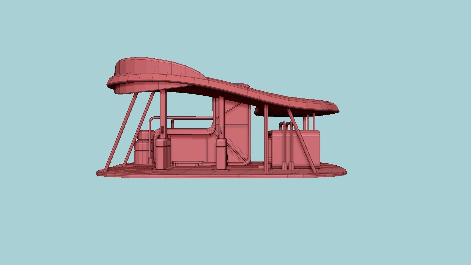 SciFi Gas Station A04 Orange - Sci Fi Exterior Design Low-poly 3D model_15