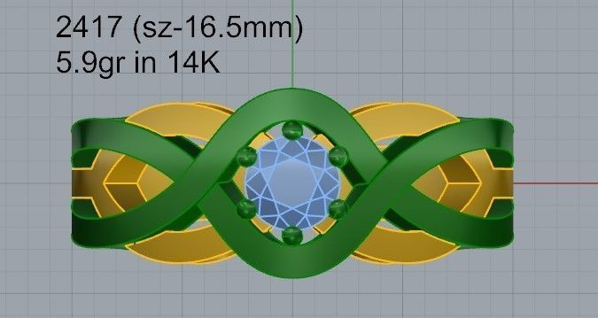 Marquise stone celtic ornanent ring 2417 3D print model  3D print model_4