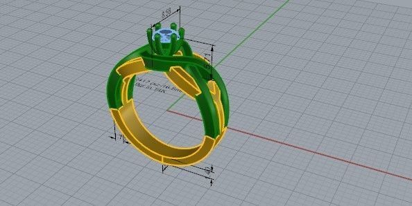 Marquise stone celtic ornanent ring 2417 3D print model  3D print model_5