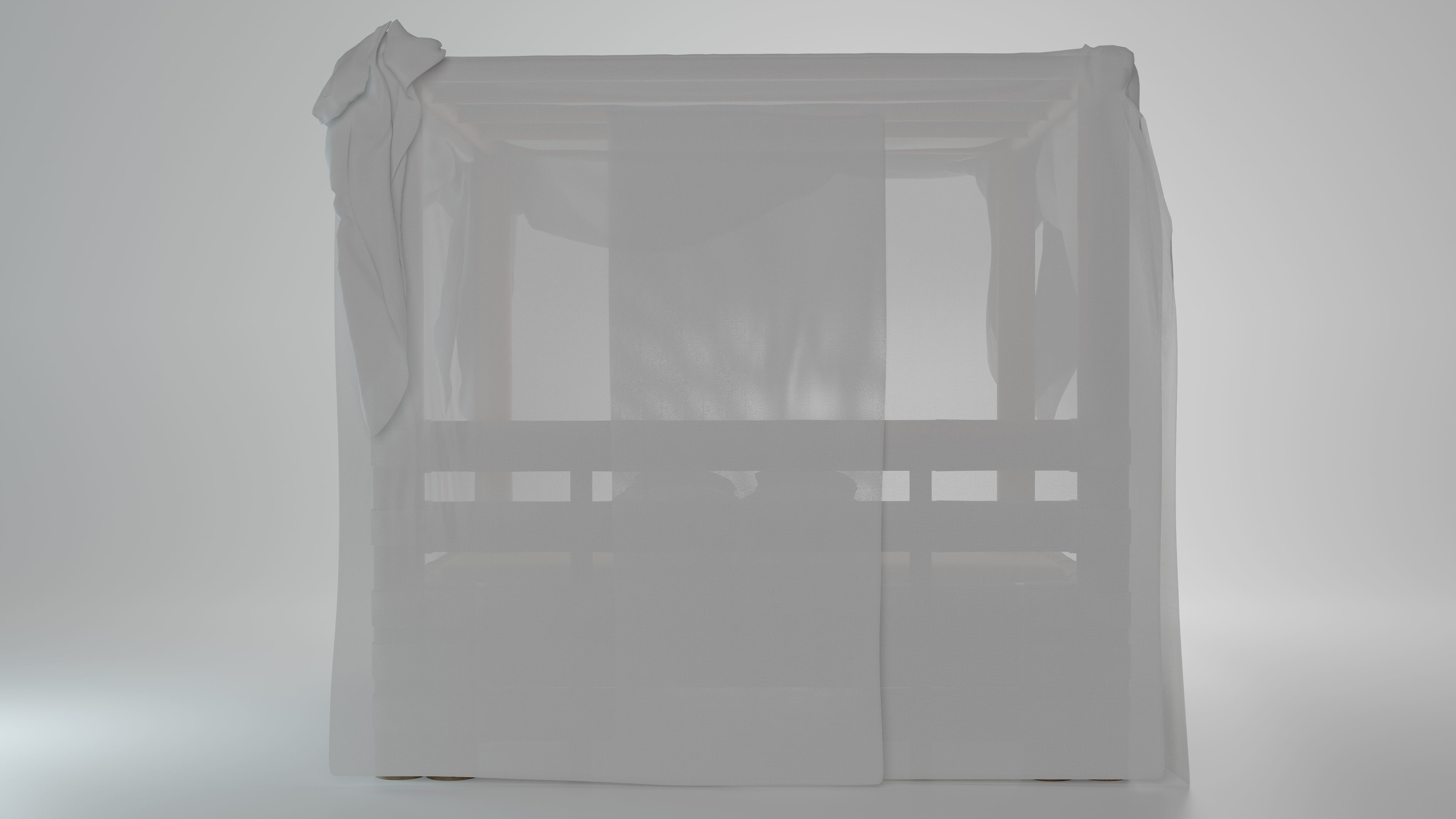 Bamboo bed Free 3D model_4