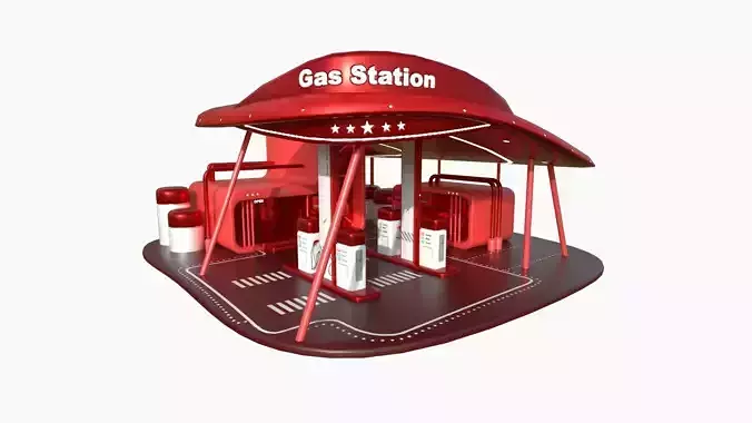 SciFi Gas Station A05 Red - Sci Fi Exterior Design Low-poly 3D model