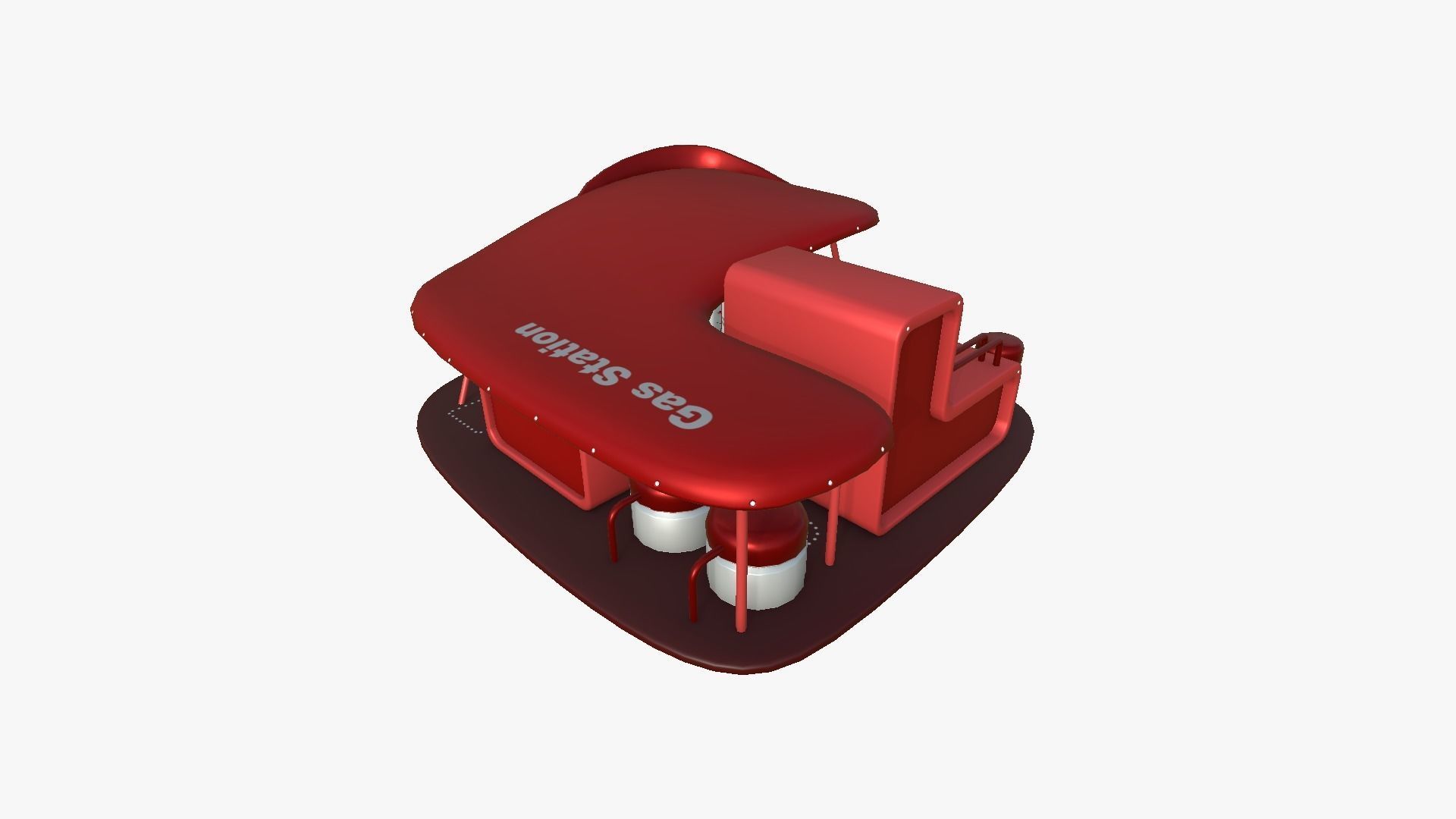 SciFi Gas Station A05 Red - Sci Fi Exterior Design Low-poly 3D model_2