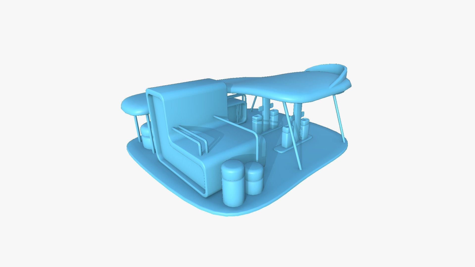 SciFi Gas Station A05 Red - Sci Fi Exterior Design Low-poly 3D model_11