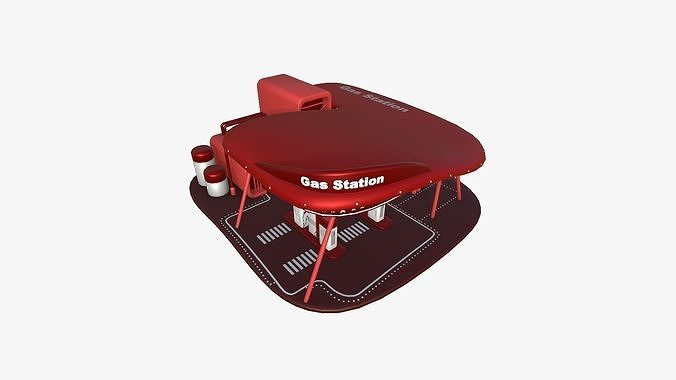 SciFi Gas Station A05 Red - Sci Fi Exterior Design Low-poly 3D model 5