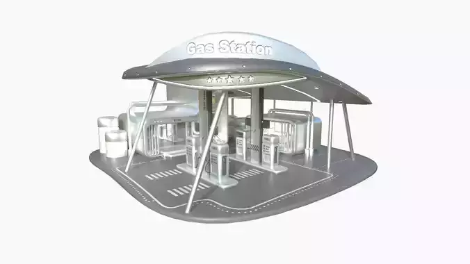 SciFi Gas Station A08 Metallic - Sci Fi Exterior Design Low-poly 3D model