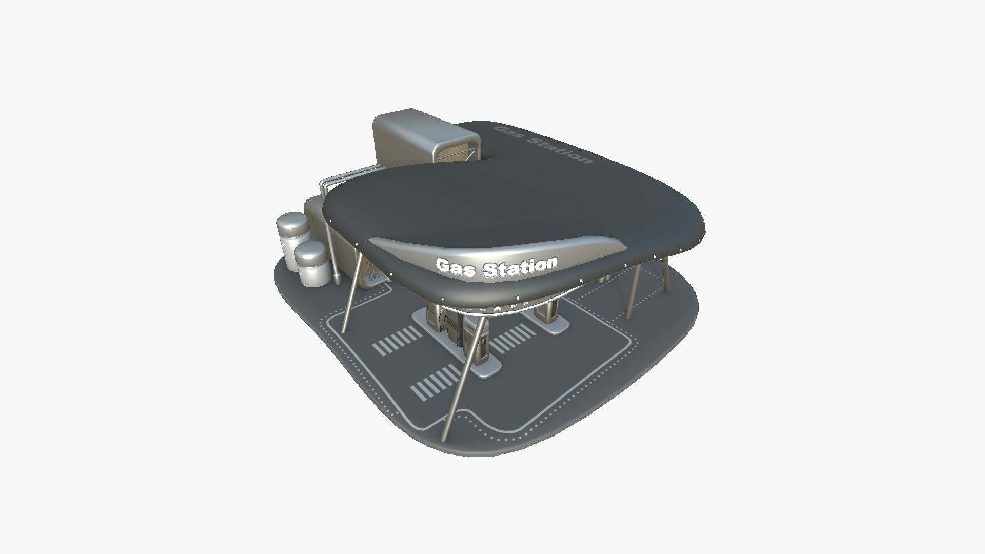 SciFi Gas Station A08 Metallic - Sci Fi Exterior Design Low-poly 3D model_4