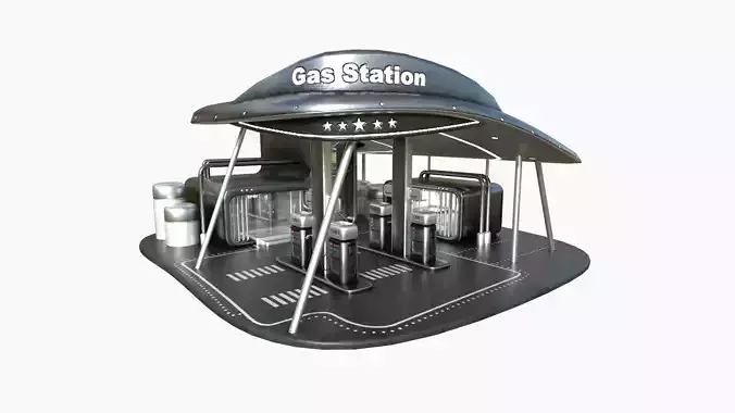 SciFi Gas Station A09 Dark Metal - Sci Fi Exterior Design Low-poly 3D model
