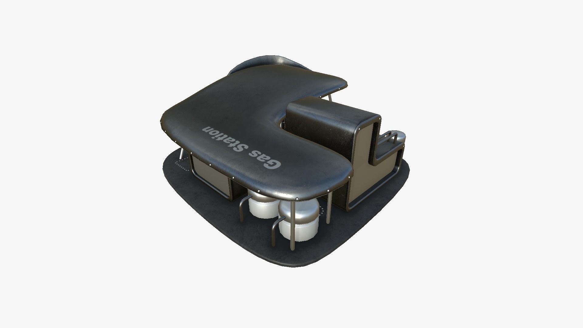 SciFi Gas Station A09 Dark Metal - Sci Fi Exterior Design Low-poly 3D model_2