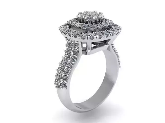 3-Row brilliant diamond ring 2421 3D print model