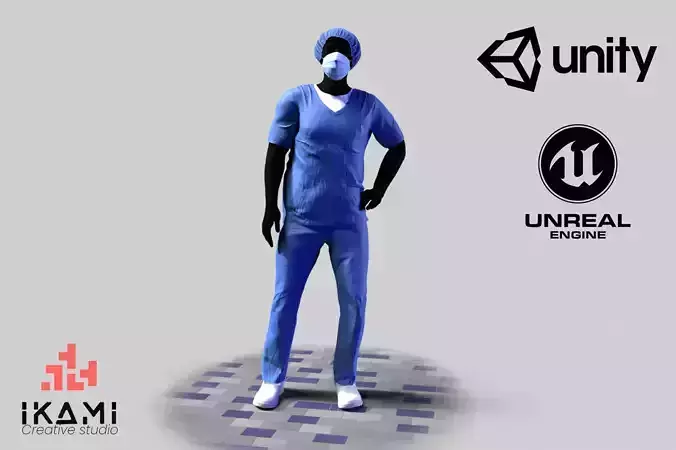 Nurse Cloth Game Ready - Man Low-poly 3D model