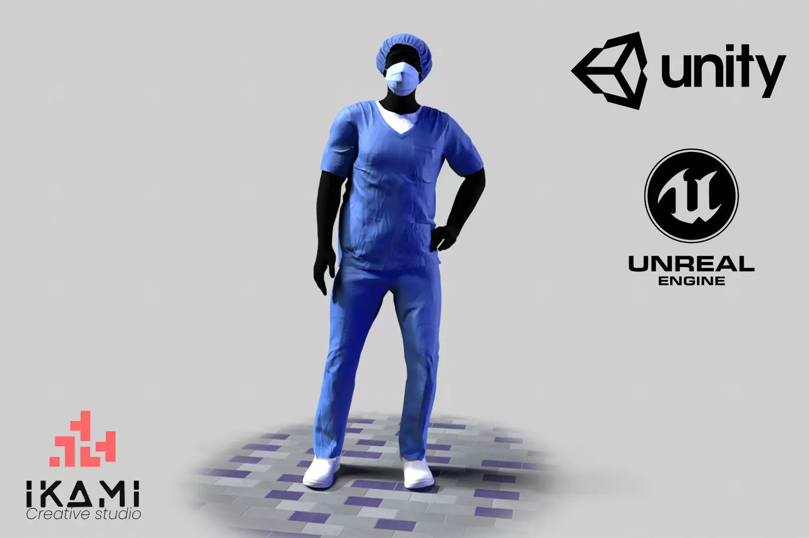 Nurse Cloth Game Ready - Man Low-poly 3D model