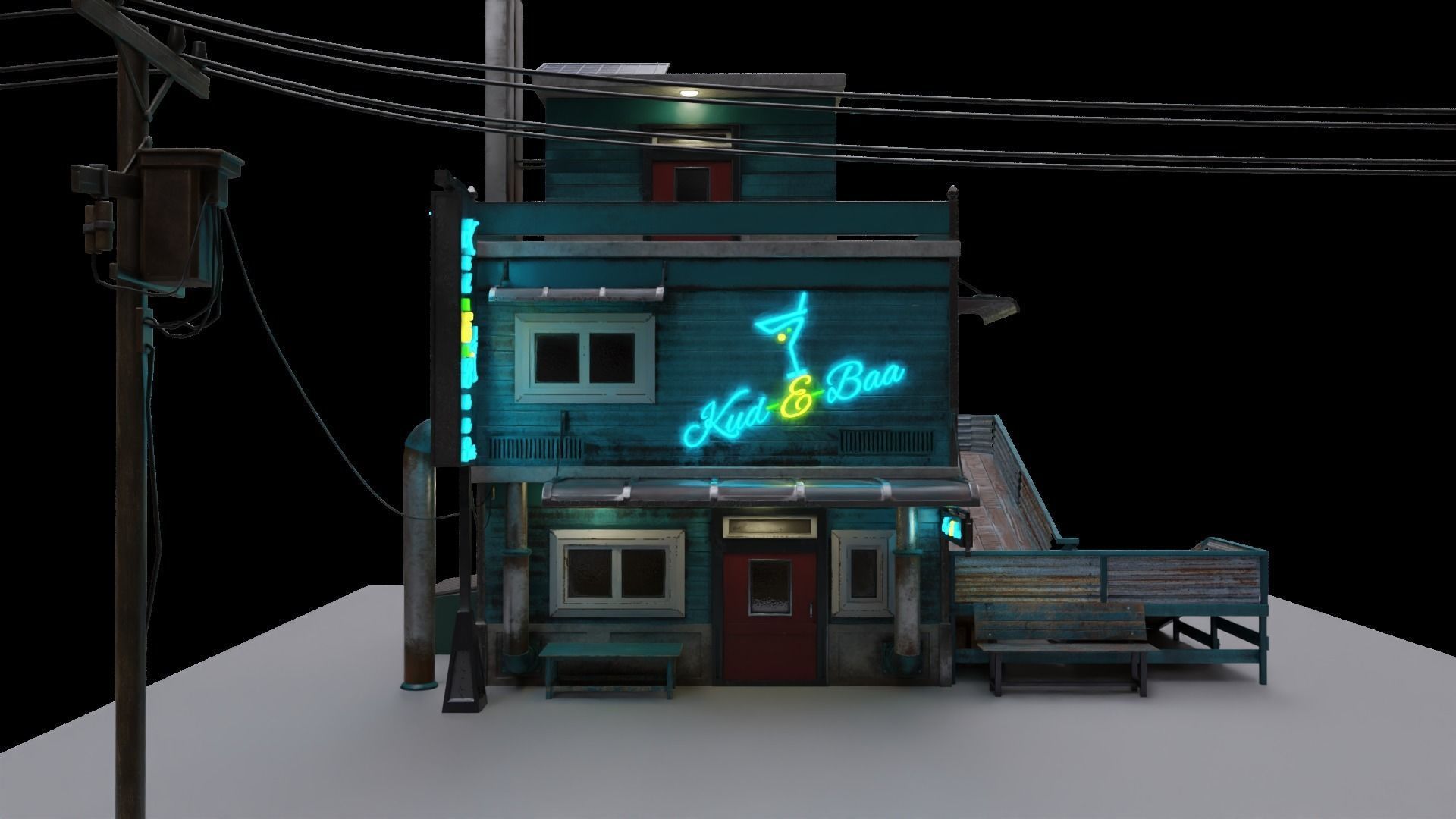 MEDIEVAL BAR COTTAGE WOODEN COTTAGE Low-poly 3D model 3D model_4