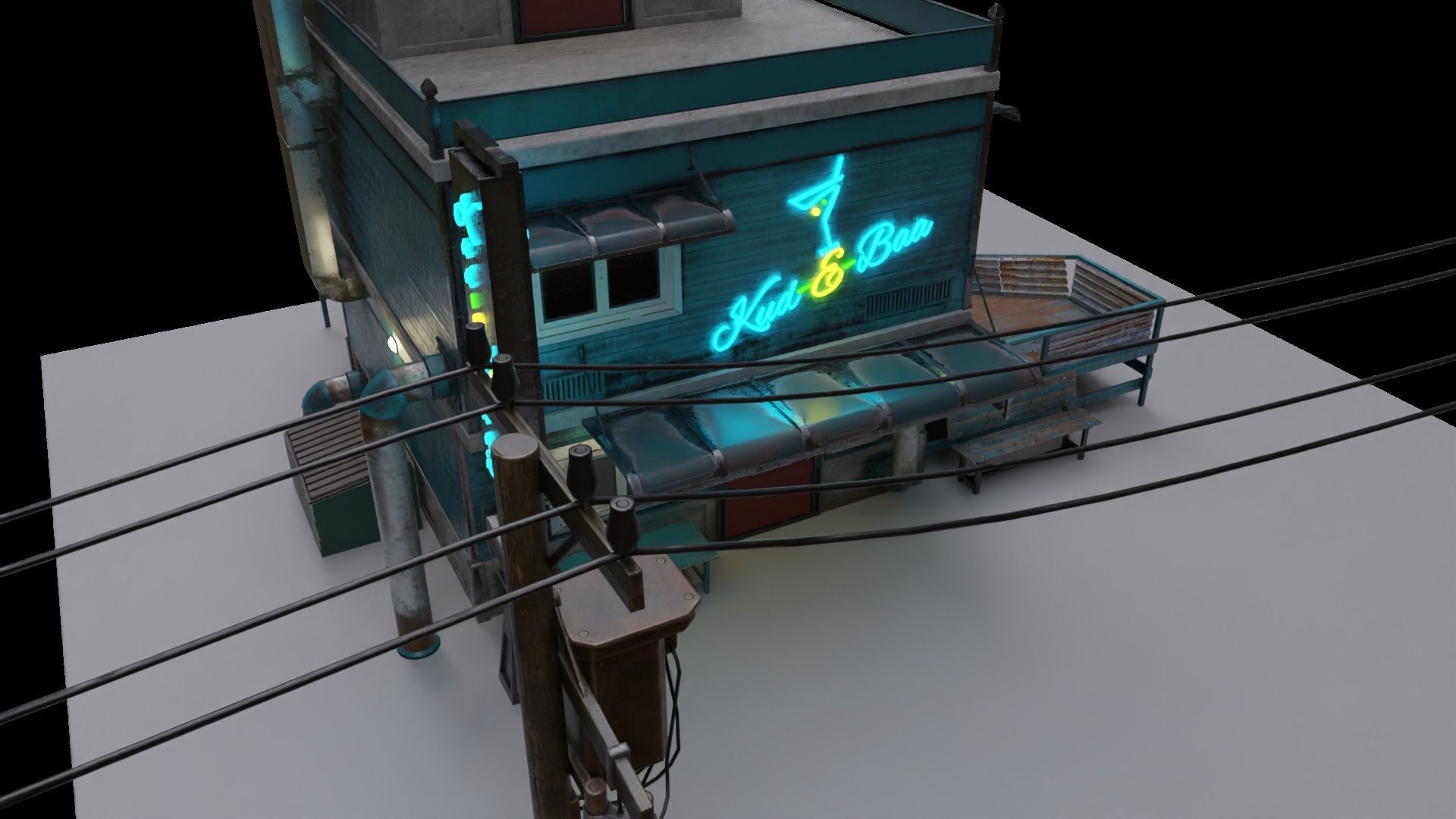 MEDIEVAL BAR COTTAGE WOODEN COTTAGE Low-poly 3D model 3D model_11