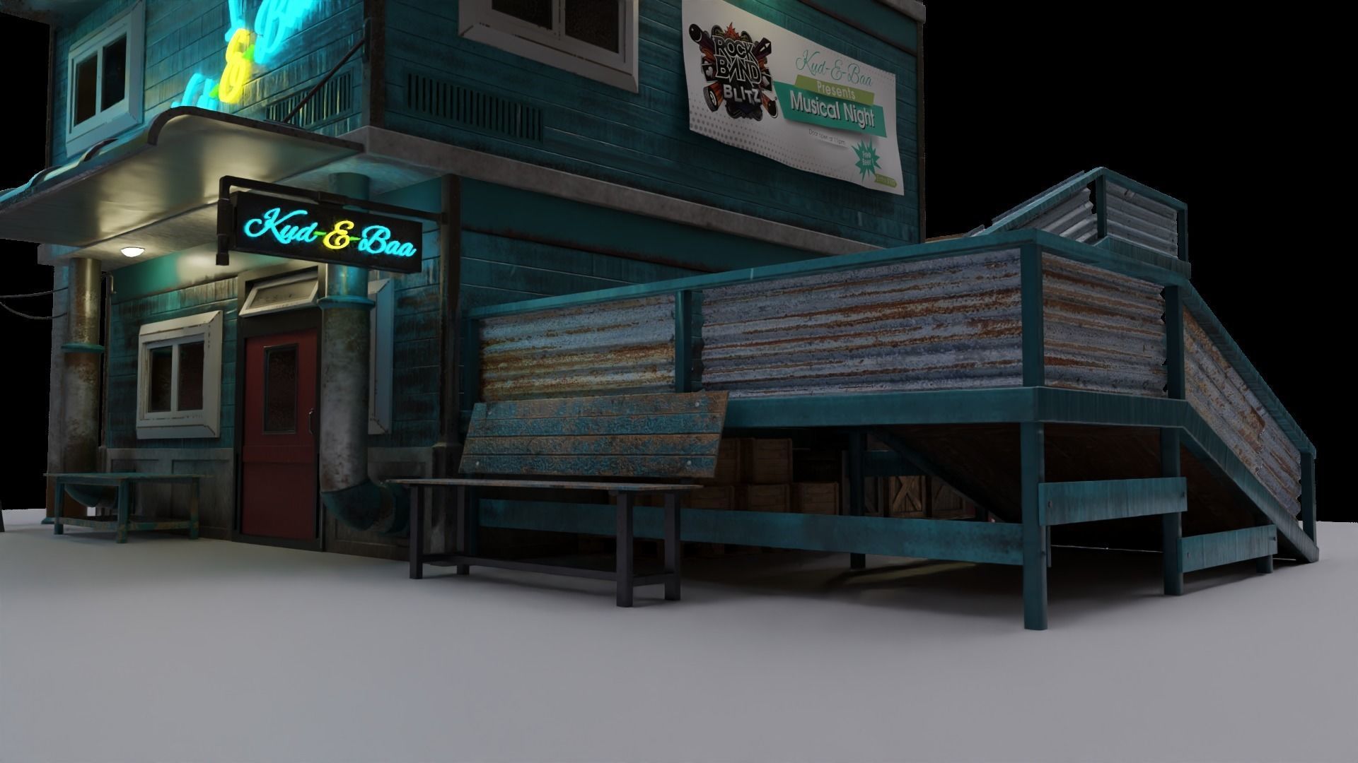 MEDIEVAL BAR COTTAGE WOODEN COTTAGE Low-poly 3D model 3D model_10