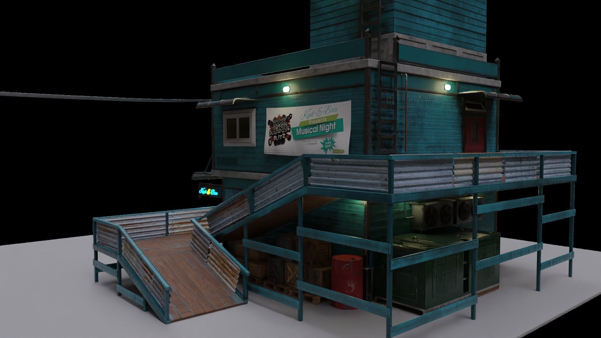 MEDIEVAL BAR COTTAGE WOODEN COTTAGE Low-poly 3D model 3D model_7