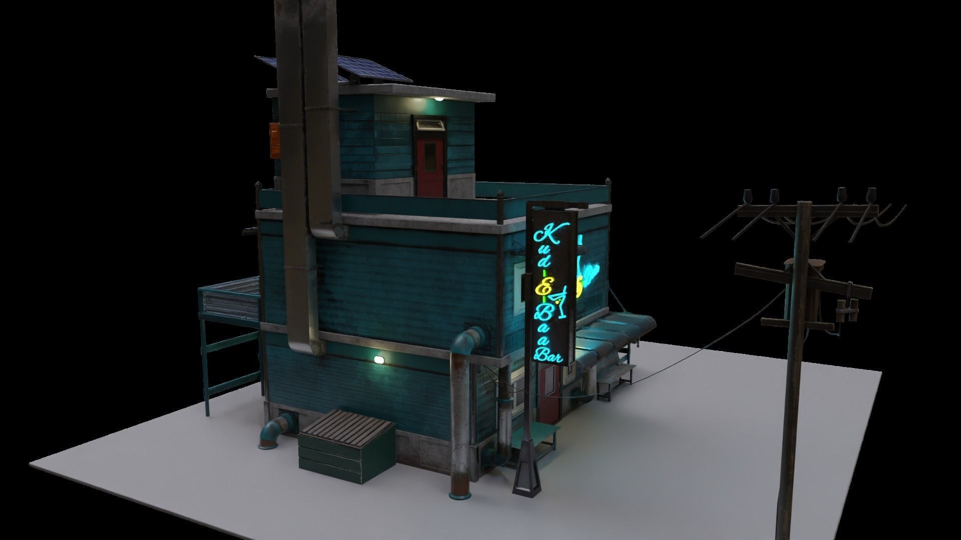 MEDIEVAL BAR COTTAGE WOODEN COTTAGE Low-poly 3D model 3D model_5