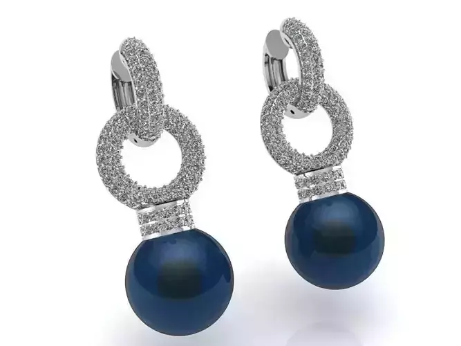 Oval Cabochone Halo Earring 2426 3D print model