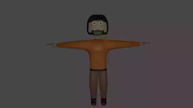 Citizen low poly man in orange shirt Free low-poly 3D model