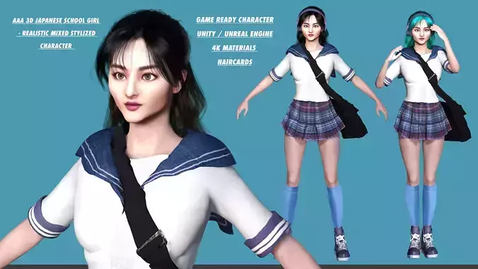 AAA 3D REALISTIC JAPANESE SCHOOL GIRL CHARACTER - YUMIKO