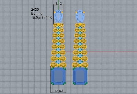 Chandelier Emerald Earring 2430 3D print model 3D print model_4