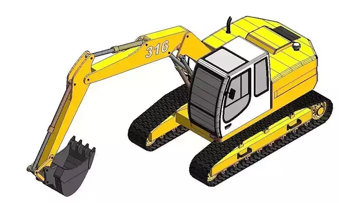 Medium Long Reach Excavator-18 Low-poly 3D model