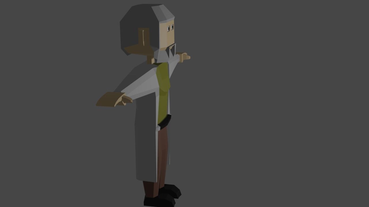 Scientist low poly cartoon character Free low-poly 3D model_3