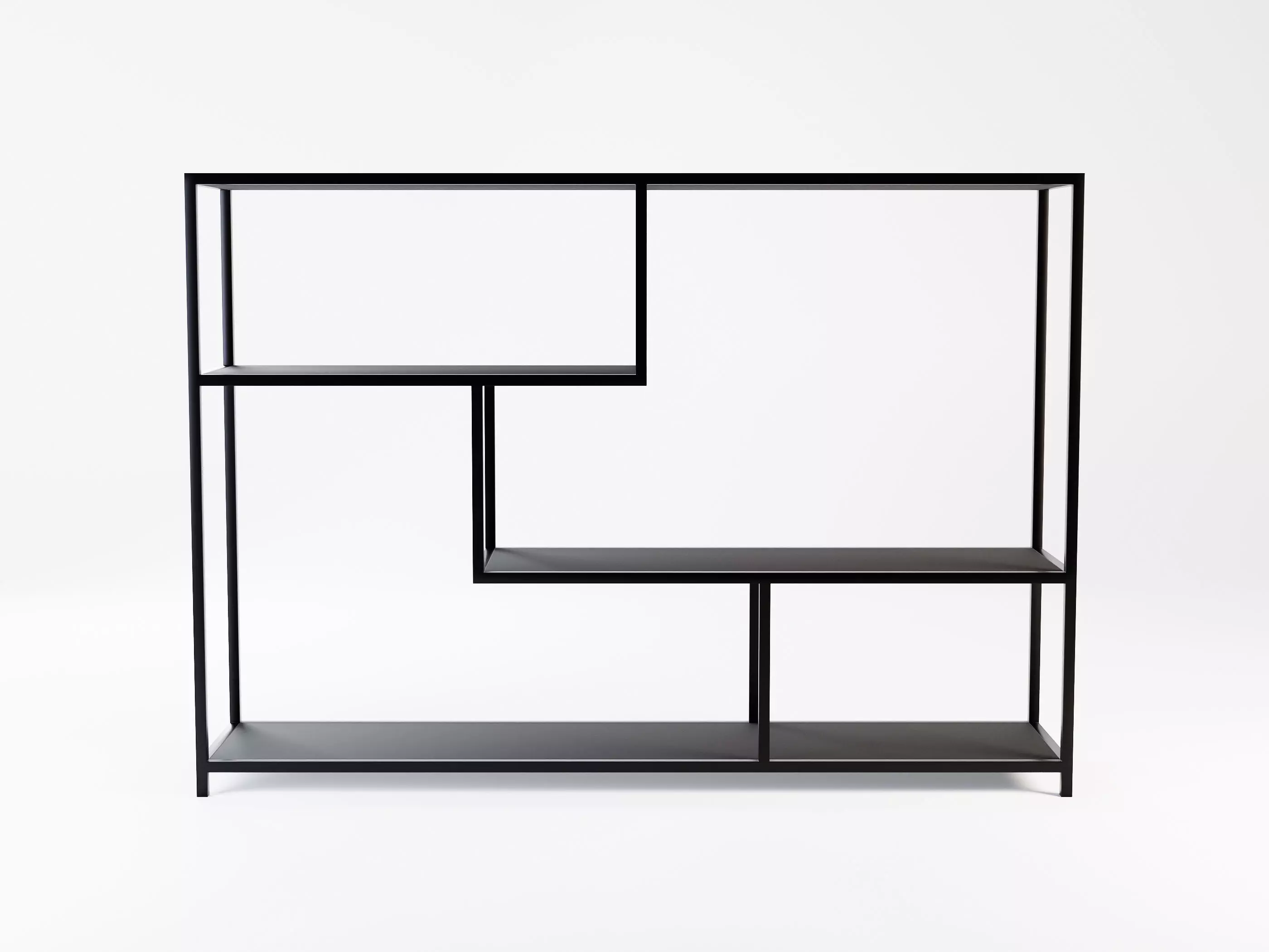 Modern Black Shelves Low-poly 3D model_0