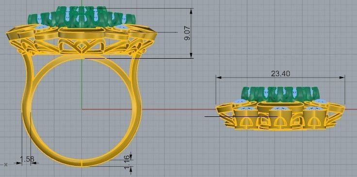 Half Bezel Setting Diamond collection 2439 3D print model 3D print model_1