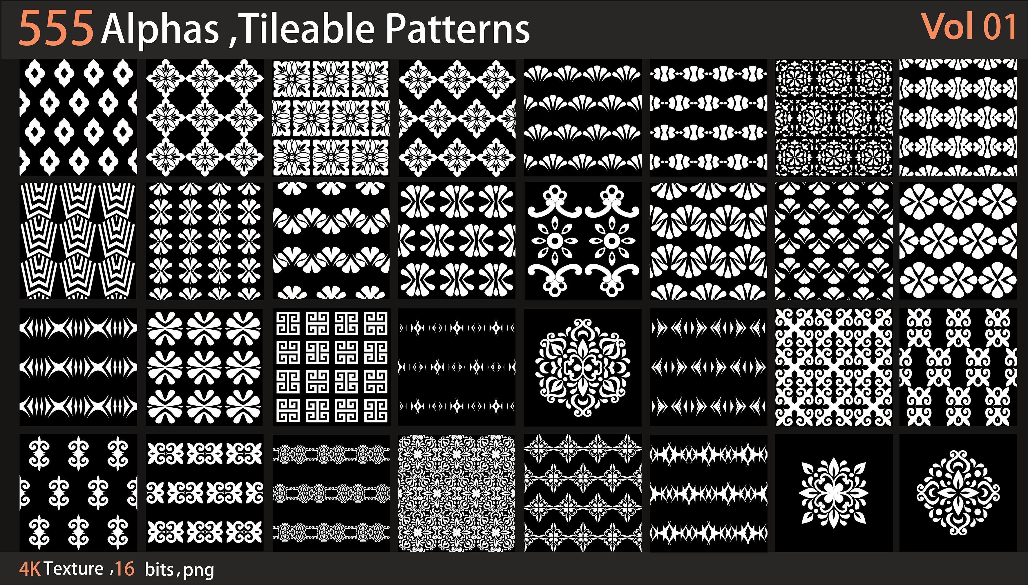 Alphas Substance Patterns 555 Alphas Tileable Patterns Vol1 Texture | CGTrader