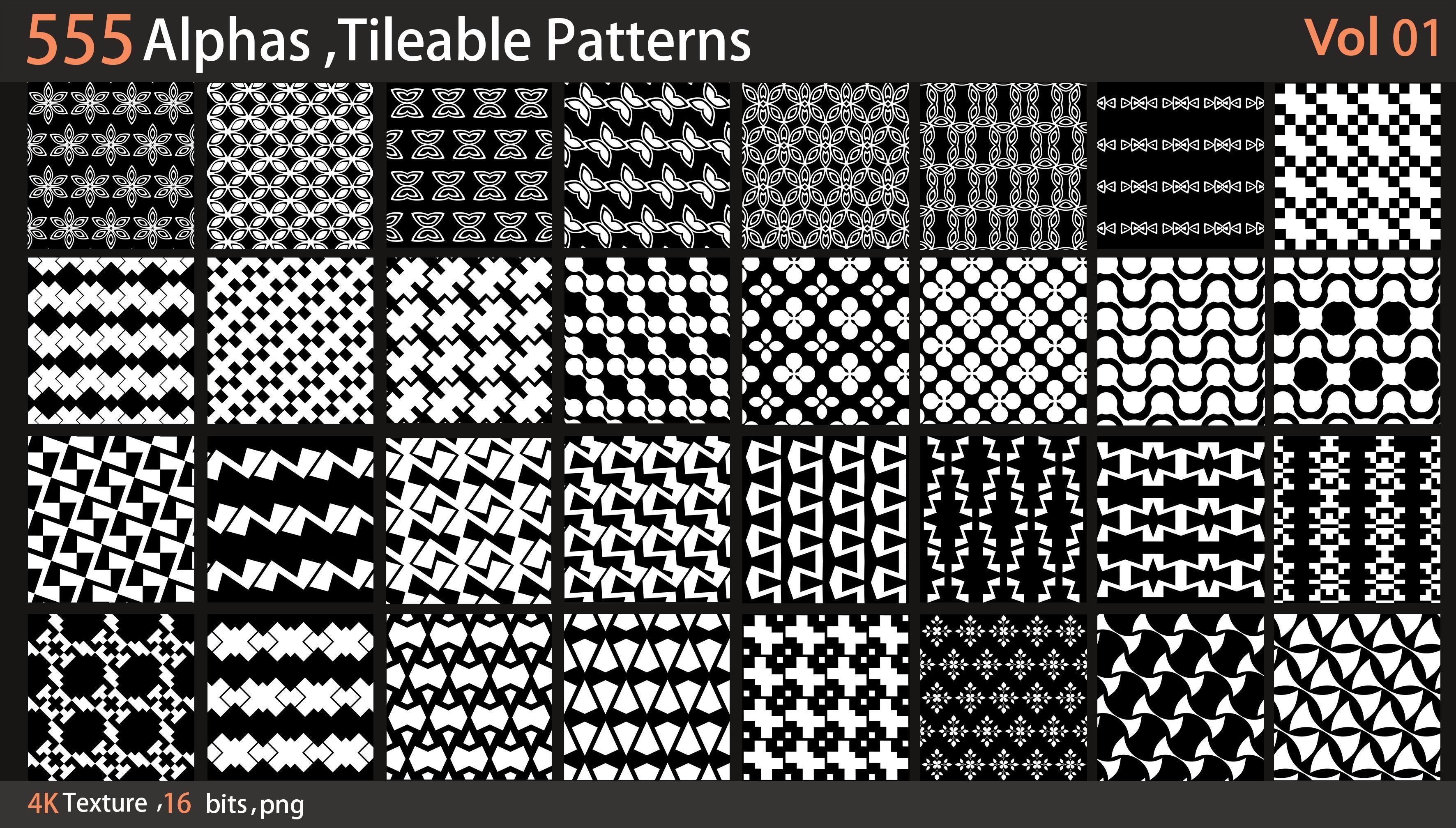 555 Alphas Tileable Patterns Vol1 Texture | CGTrader