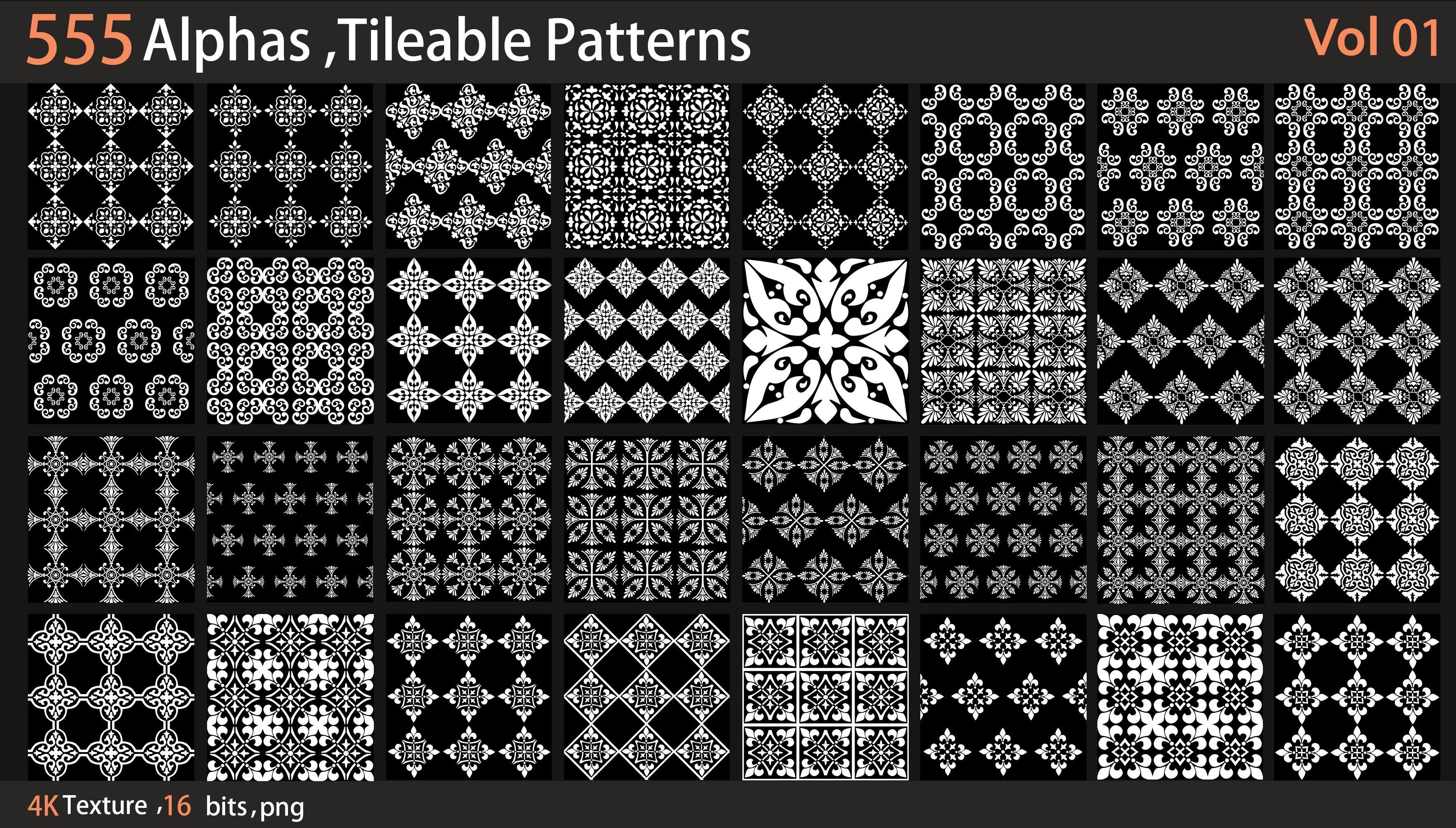 Alphas Substance Patterns 555 Alphas Tileable Patterns Vol1 Texture | CGTrader