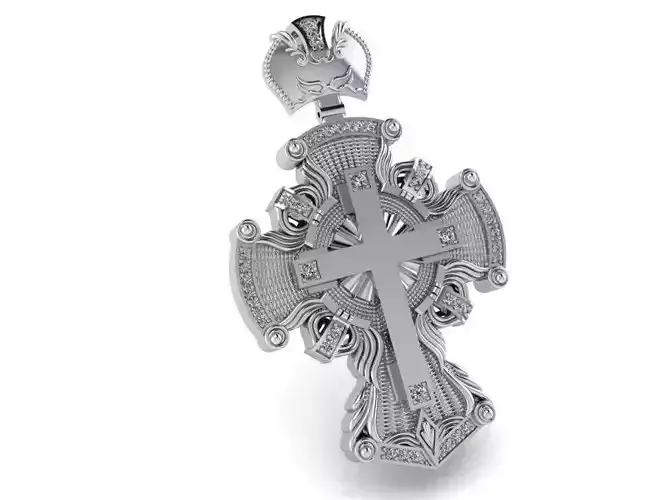 Textured cross pendant 2441 3D print model