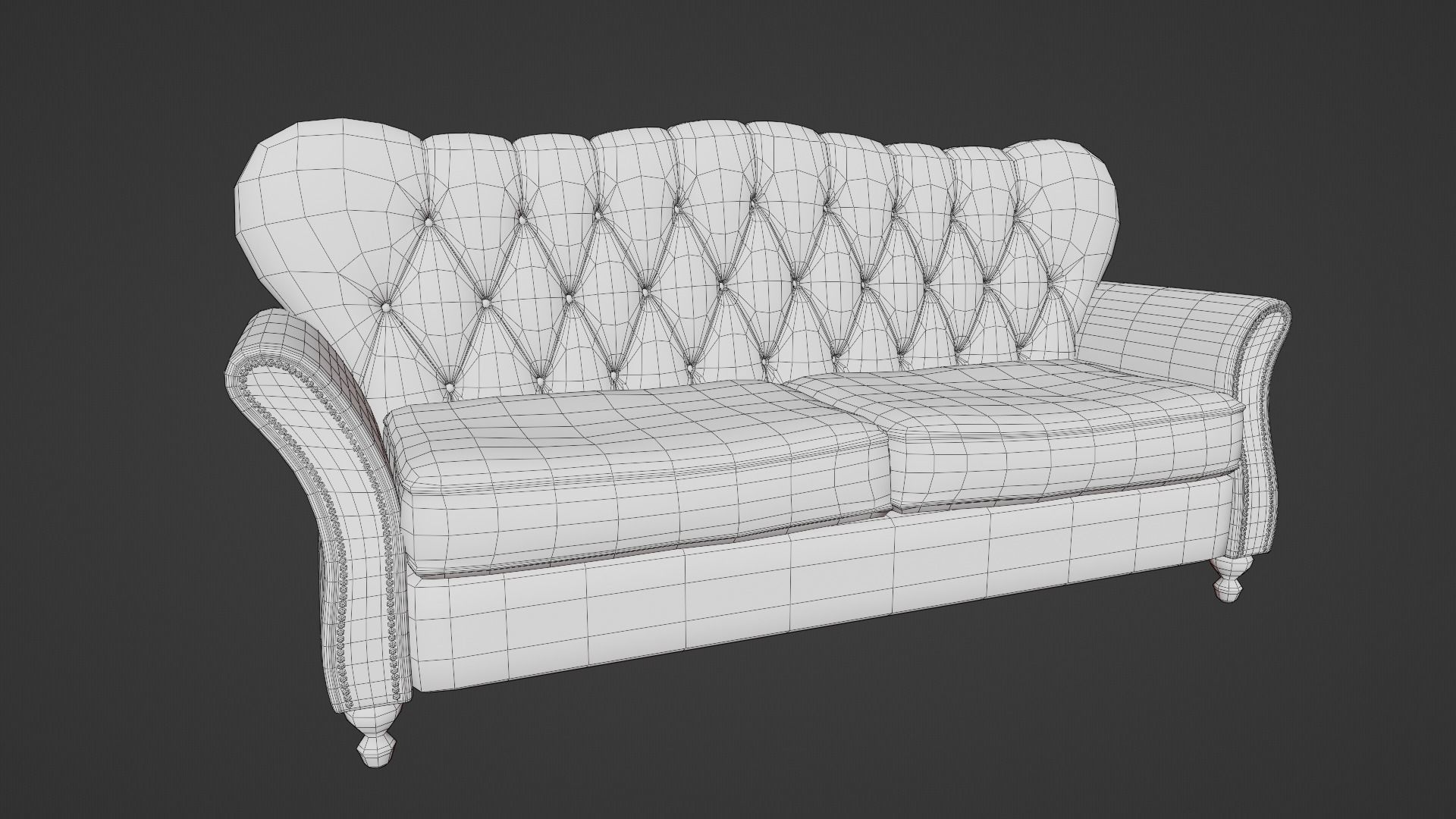 Chesterfield Sofa Low-poly 3D model_20