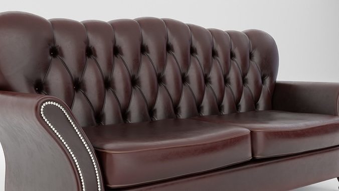 Chesterfield Sofa Low-poly 3D model 7