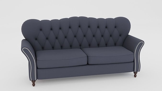 Chesterfield Sofa Low-poly 3D model 2