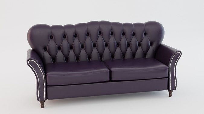 Chesterfield Sofa Low-poly 3D model 5