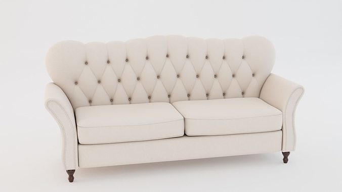 Chesterfield Sofa Low-poly 3D model 4