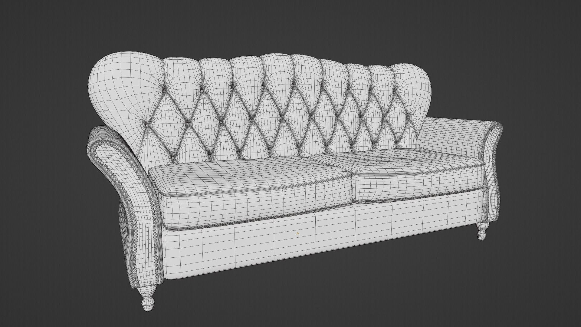 Chesterfield Sofa Low-poly 3D model_19