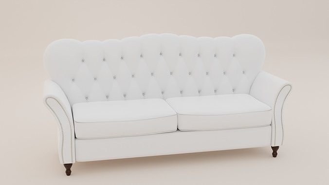 Chesterfield Sofa Low-poly 3D model 6