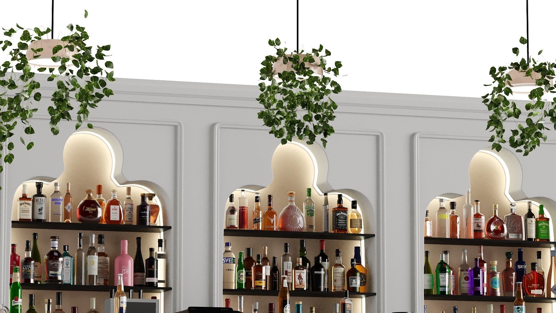 Bar 12 Hotle Bar 110 Bottles Plus Bar Objects Low-poly 3D model_4