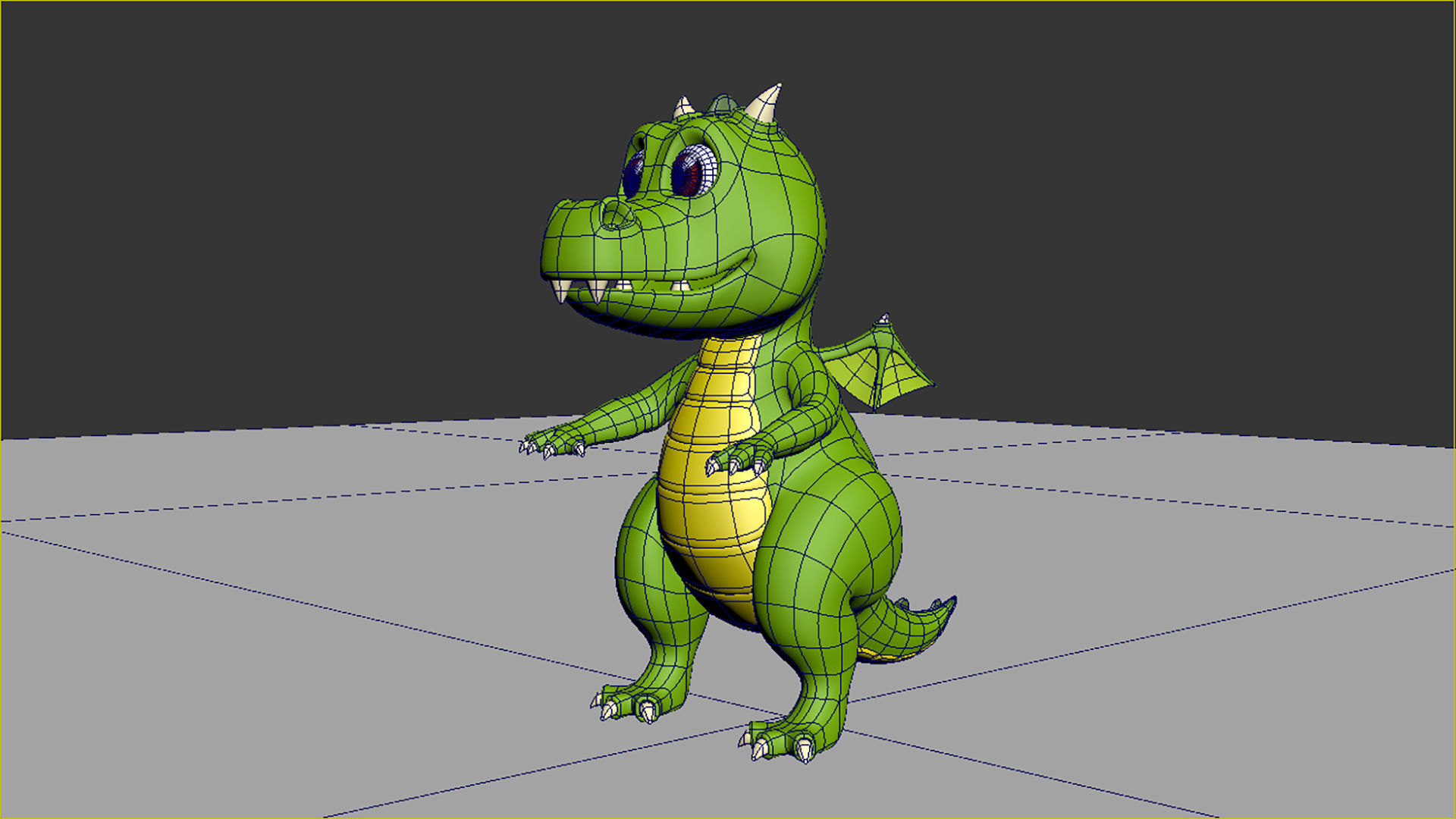 3D Cute Cartoon Dragon 3D Model Low-poly 3D model_6