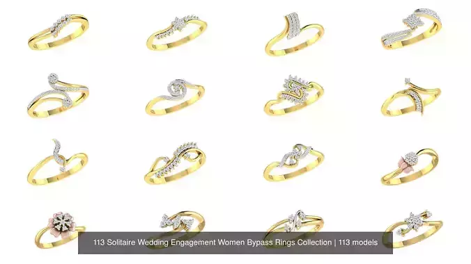113 Solitaire Wedding Engagement Women Bypass Rings Collection 