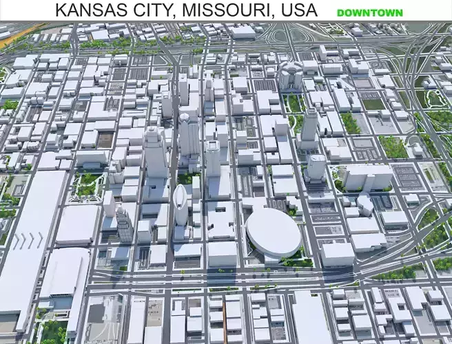 Kansas Downtown Missouri USA Low-poly 3D model