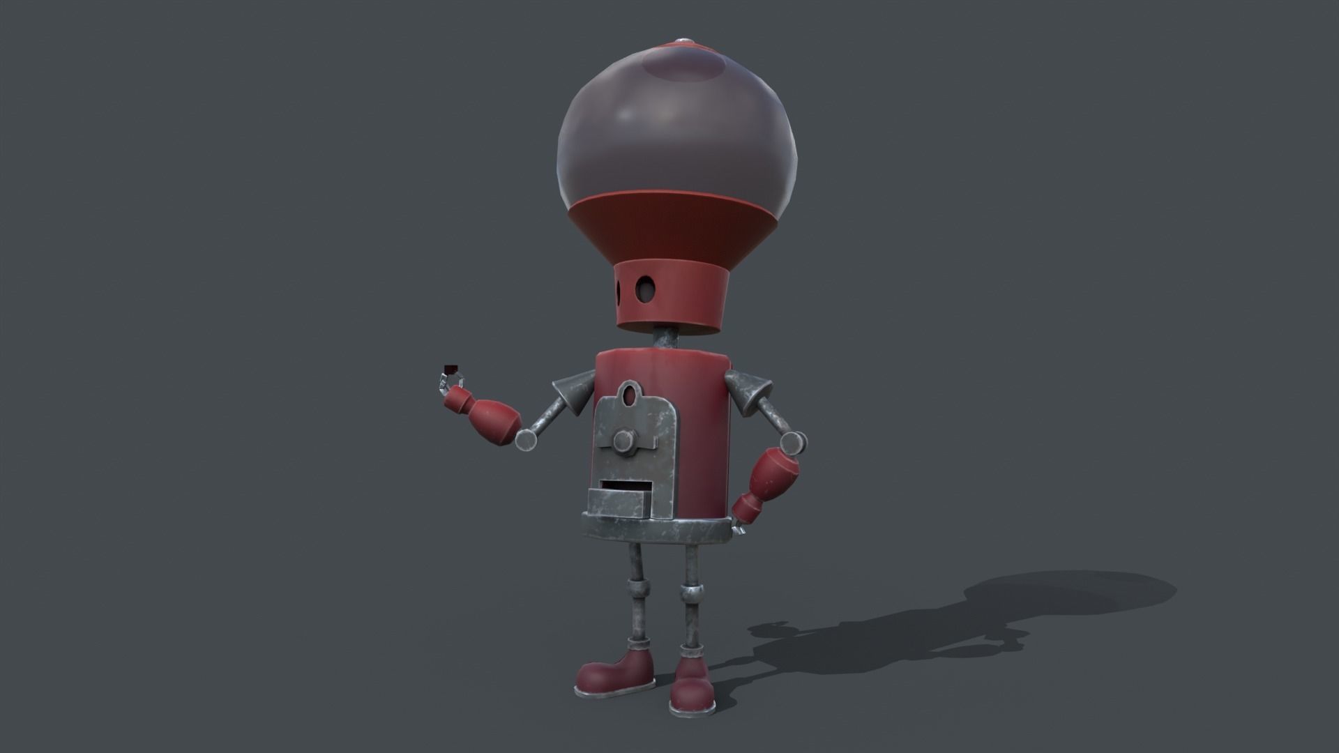 Low poly pbr robot holding candle Low-poly 3D model_3
