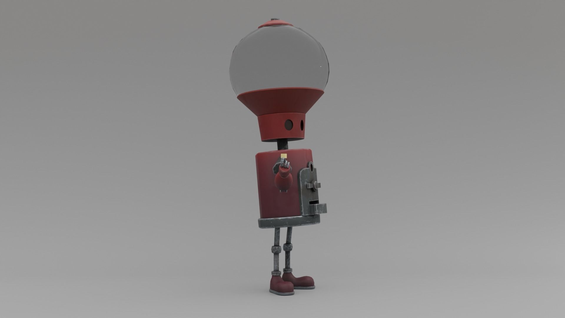 Low poly pbr robot holding candle Low-poly 3D model_6