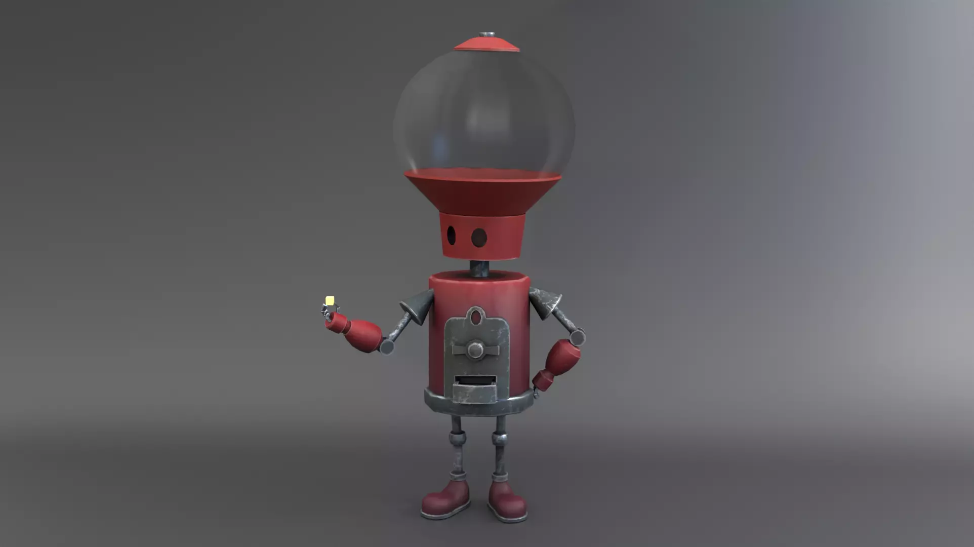 Low poly pbr robot holding candle Low-poly 3D model_0