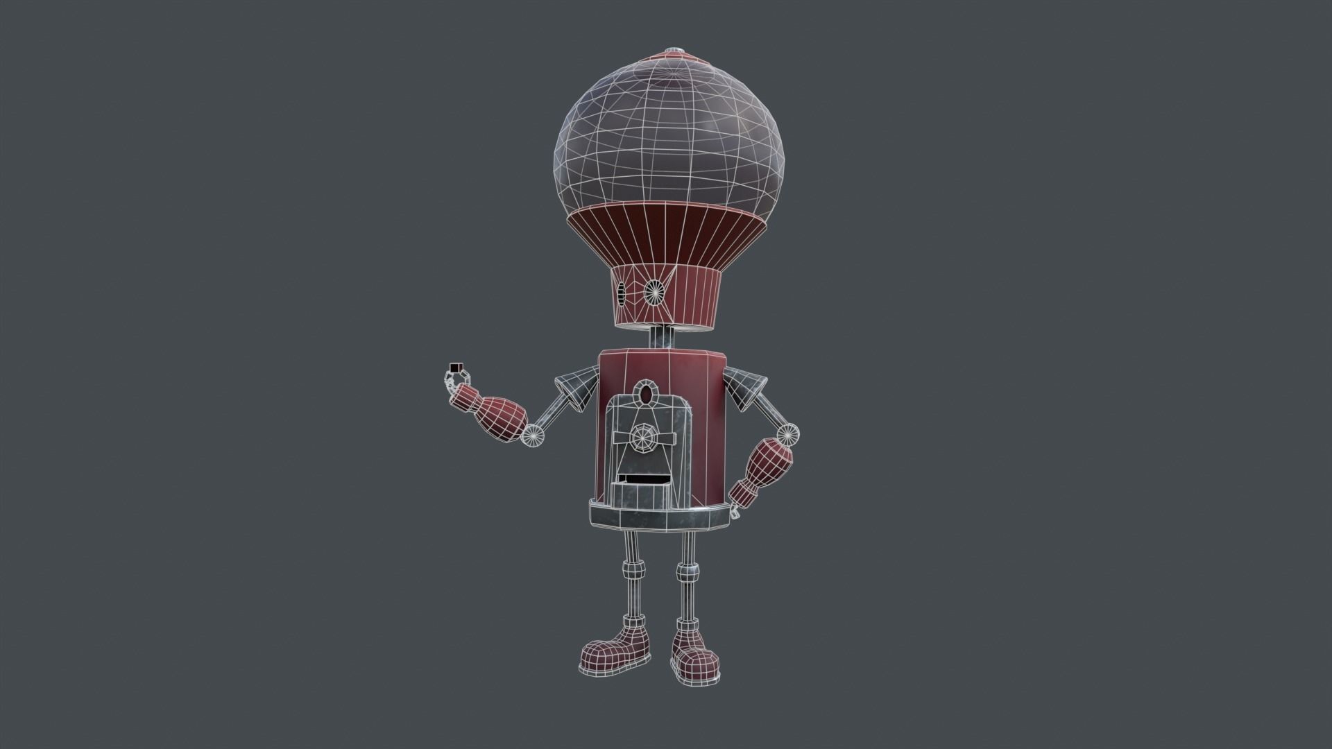 Low poly pbr robot holding candle Low-poly 3D model_10