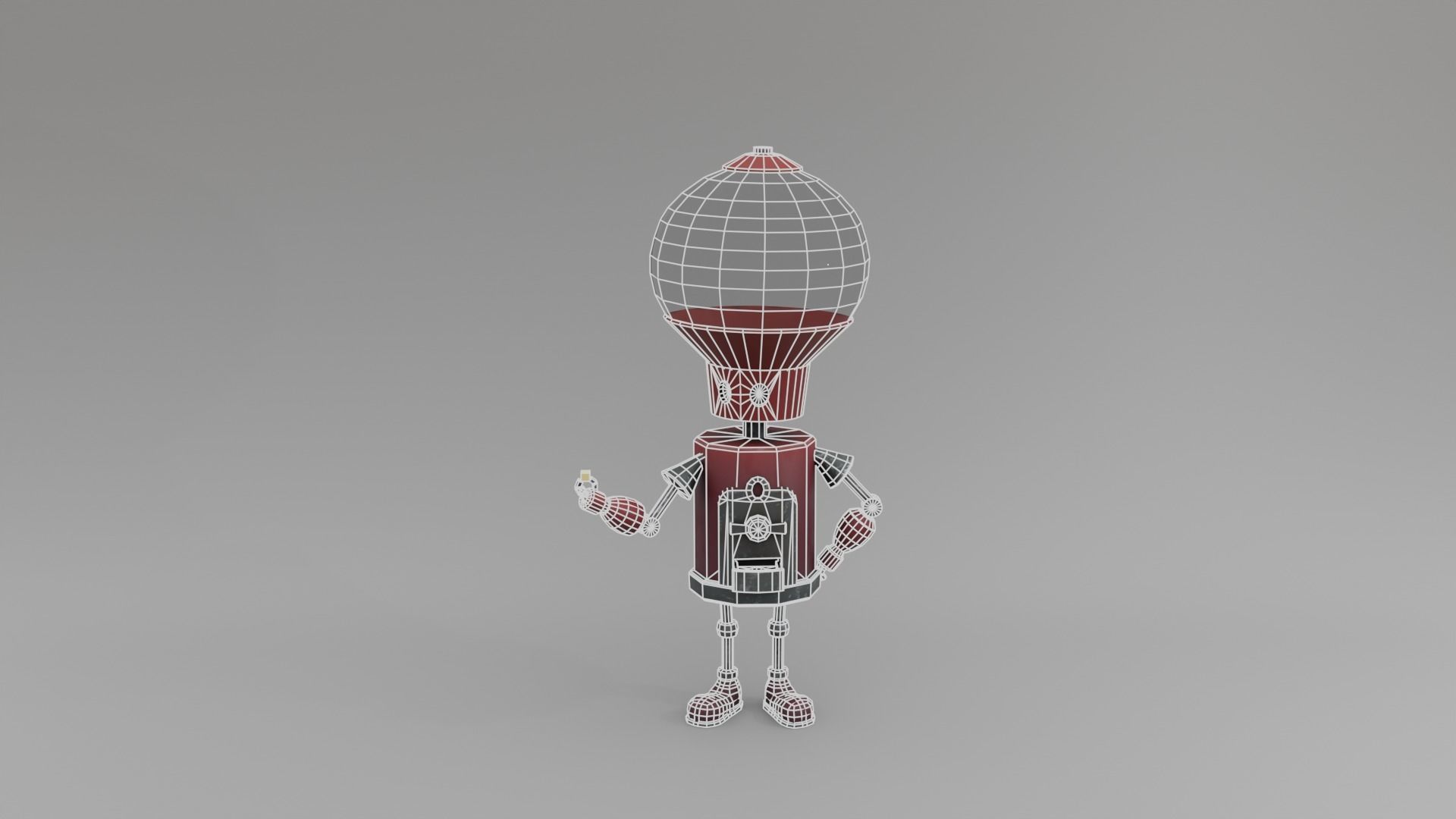 Low poly pbr robot holding candle Low-poly 3D model_5