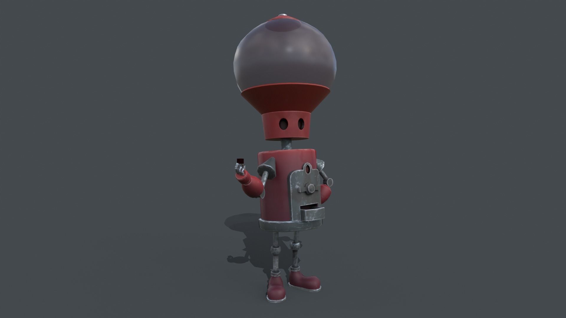 Low poly pbr robot holding candle Low-poly 3D model_7